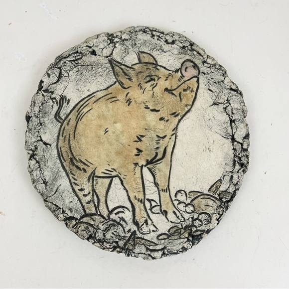 Shapes of Clay Mt St Helens Ash Pig Plaque Art Wall Hanging Decor Signed Stan - Picture 10 of 10